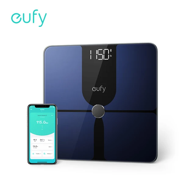 eufy by Anker, Smart Scale P1 with Bluetooth, Body Fat Scale,  Wireless Digital Bathroom Scale, 14 Measurements, Weight/Body Fat/BMI,  Fitness Body Composition Analysis, Black/White, lbs/kg. : Health & Household