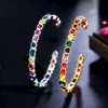 CWWZircons Genuine Multicolor Rainbow Cubic Zirconia Paved White Gold Plated Round Open Cuff Bangle Fashion Boho Jewelry BG047 5