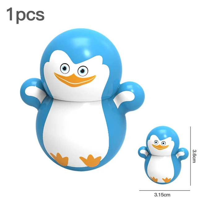 Funny Gift Shaking Tumbler Toys Cartoon Snowman Penguin Tumbler Desktop Ornament Anti Stress Toys Wholesale Items 1pcs blue Penguin