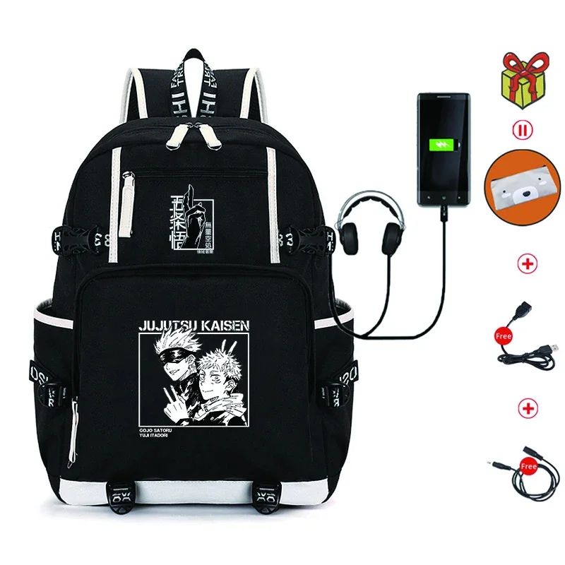 

Anime Jujutsu Kaisen Backpack Teenager hool Bag Multifunction USB Charging Bag Men Women Travel Laptop Bag Backpack Mochila