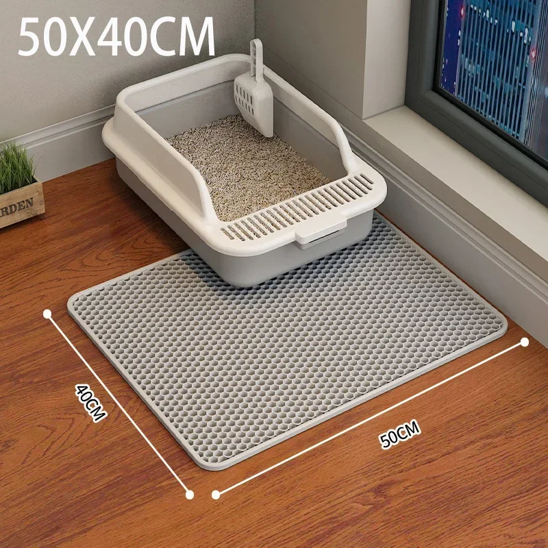 Cat litter mat Cat Litter Mat Double Layer Waterproof Urine Proof Trapping Mat Easy to Clean Non-Slip Toilet Pad Cat Scratch Pad Large Foot