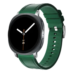 Premium Leather and Silicone Watch Band - Elegant Business Bracelet Accessory - Watch 8 Classic (Green)
