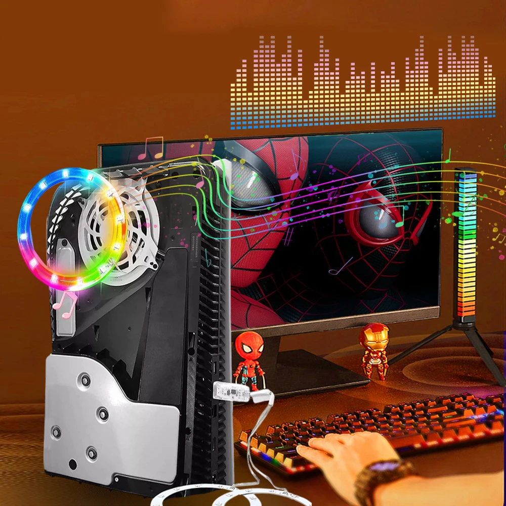 Per Ps5 Slim Console Rgb Led Light Strip Usb Smart Remote Control Barra Luminosa Decorativa Pickup 8 Effetti Di Illuminazione