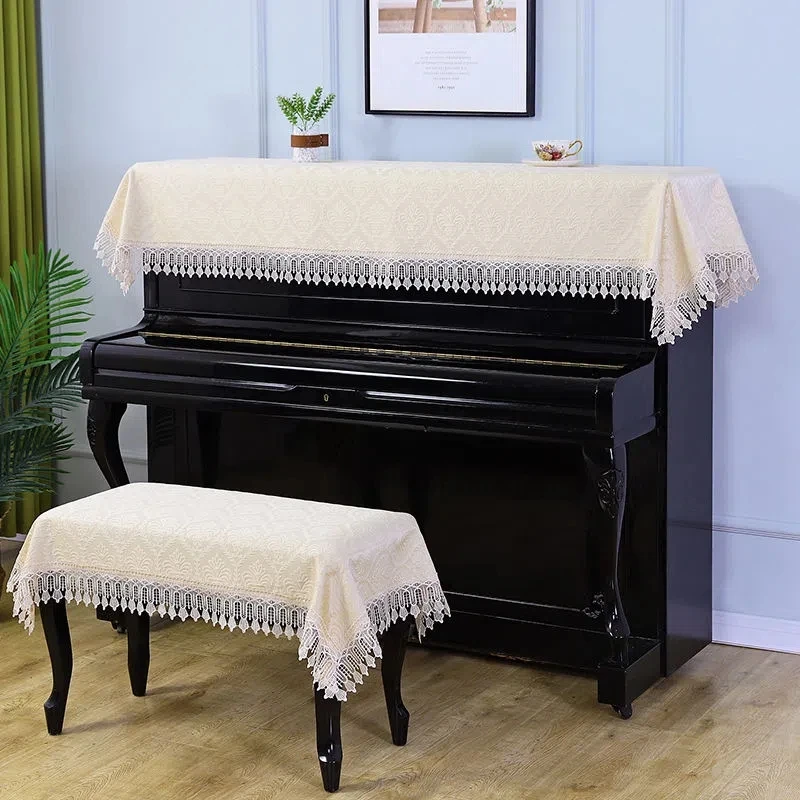 pastoral style lace organza piano cover cloth half cover decorative floral bench