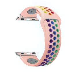 Breathable Sport Loop Strap for Apple Watch - Silicone Bracelet Band (Pink Pride 3)