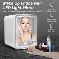 Mini Fridge with Dimmable LED Mirror 4 Liter Easy-Take Skincare Fridge Small Refrigerating Makeup for Bedroom Car Portable 1