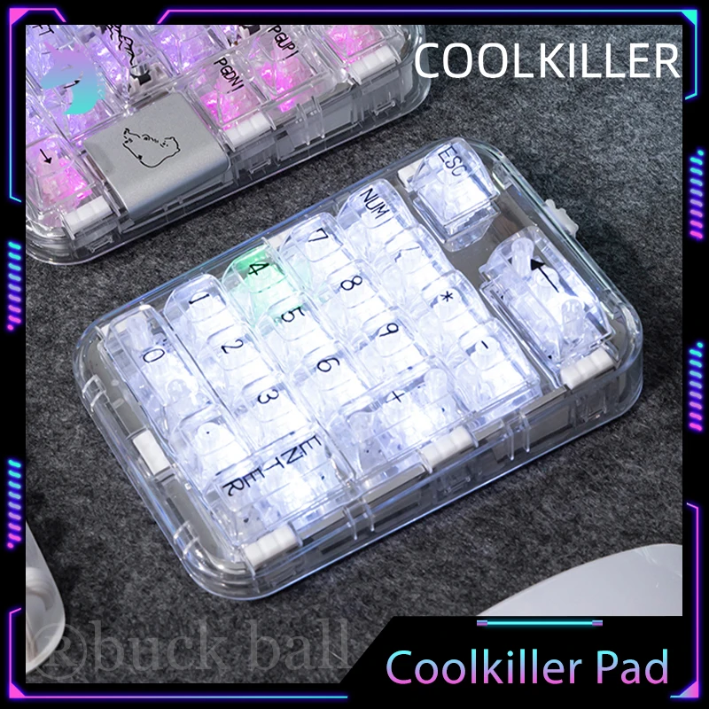 

Coolkiller Polar Bear Number Keypad Mini Portable Pad Transparent 19keys 3 Mode 2.4g Wireless Custom Type-C Pad Numeric Keypads