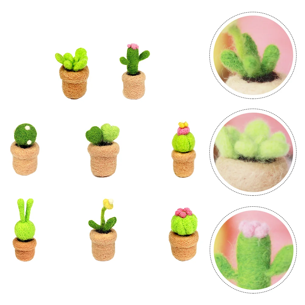 

Magiclulu Home Decor Pots Set Diy Kits 8Pcs Wool Felt Kit Cute Plant Wool Felt Doll Diy Felt Tool Kit Needle Doll Kit Felting