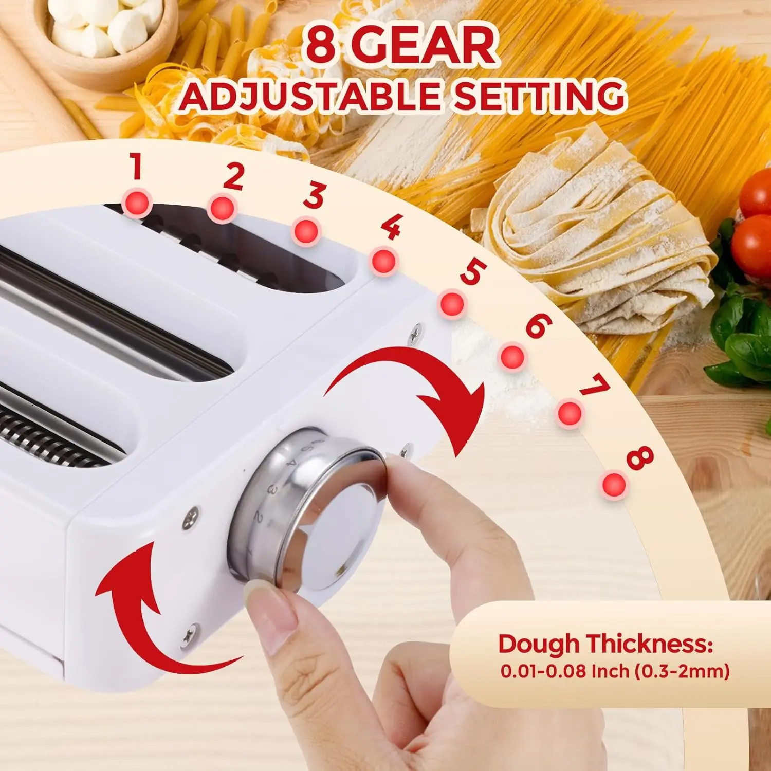 Pasta Attachment 3-in-1 Pasta Maker Attachment for KitchenAid Stand Mixer Includes Pasta Roller Spaghetti Cutter Fettuccine Cutter Stainless