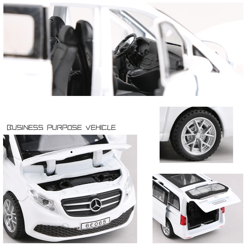 1:32 Mercedes-benz V260 Business Nanny Car Alloy Car Model Sound And Light  Pull Back Boy Toy Car Sim