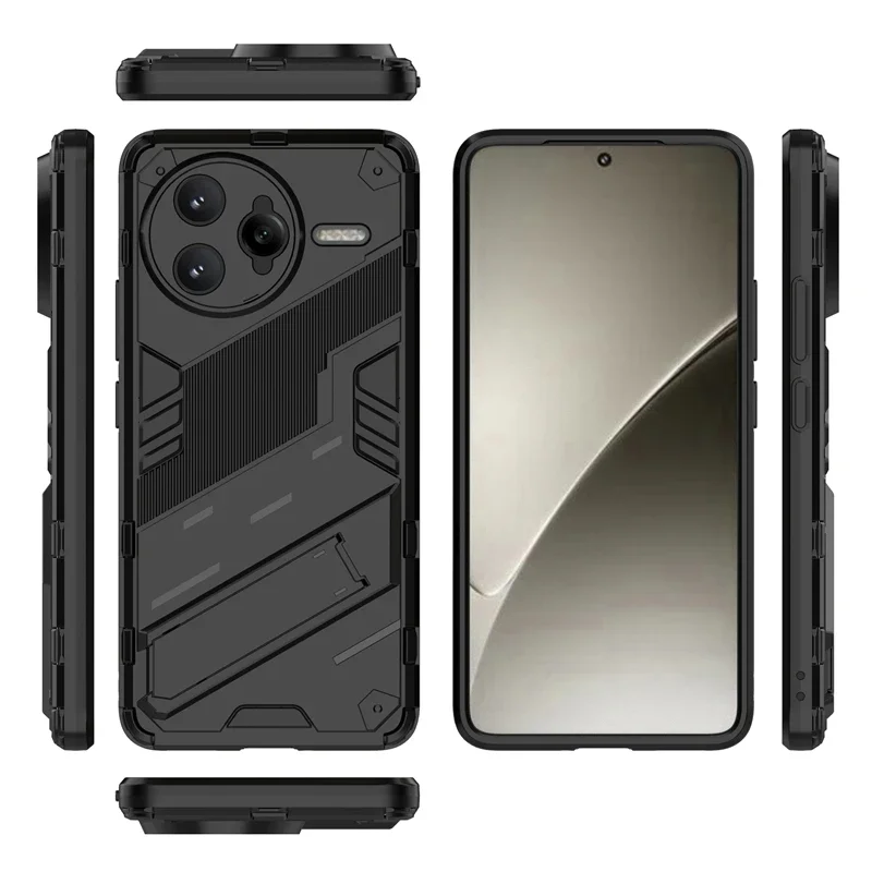 Luxury Anti-Drop Shockproof Armor Phone Holder Case with Full Protective Hard Back Cover