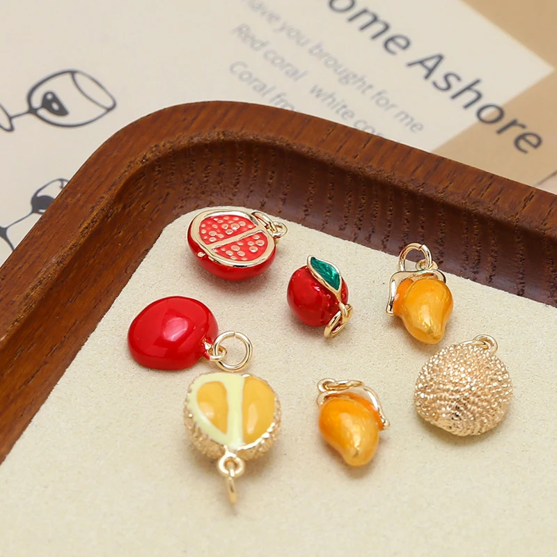 High Quanlity 3d Enamel Alloy Jewelry Charms Imimation Fruit Apple