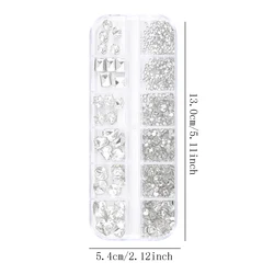 Transparent Color Flat Nail Rhinestone & Diamond Set (950 Pieces) - Special Shapes & Designs (WHITE)