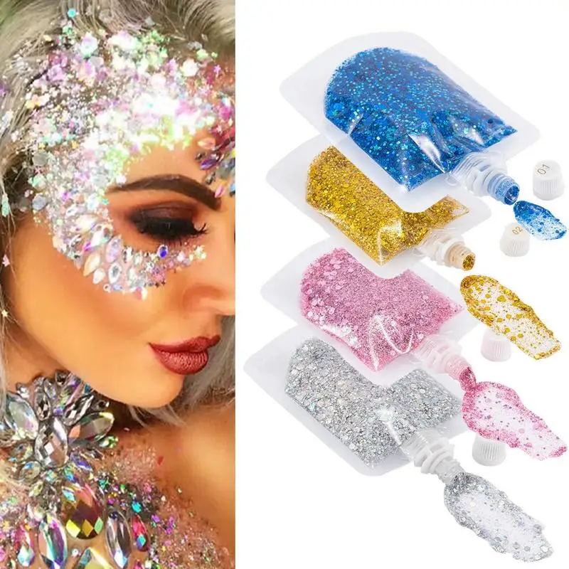 

Sequins Glitter 45g Glitter Gel Makeup Waterproof Self-Adhesive Body Flakes Manicure Nails Sewing Art Crystals