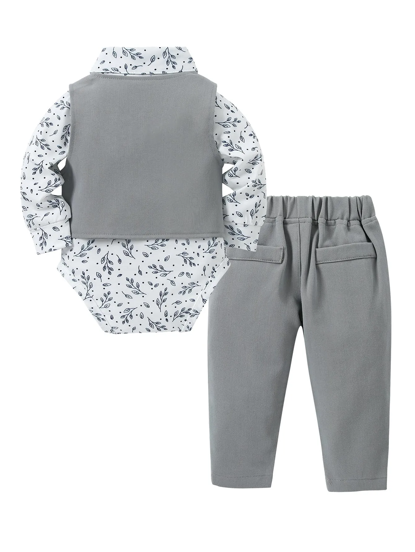 Baby Boy Clothes Suits 5PC Infant Gentleman Outfit Dress Shirt+Bowtie+Vest+Corsage+Pants Toddler Boy Wedding Party Outfits 2