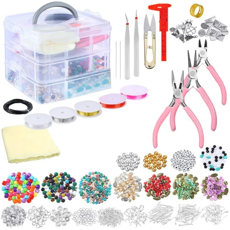 

Jewelry Making Supplies with Beads Findings Jewellery Pliers Beading Wire for DIY Necklace Bracelet Earrings Accessories