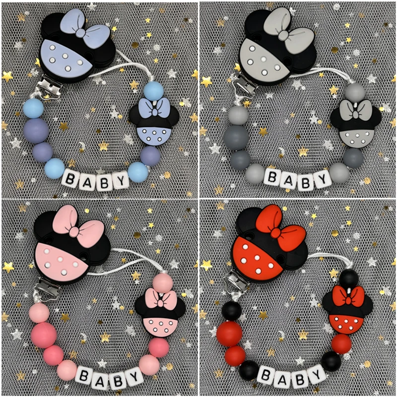 Handmade Free Personalized Name Silicone Beads Name Pacifier Clips Safe Teether Chain Baby Teether Dummy Clip Holder Gift pacifier clip,pacifier chain,pacifier accessories,teether clip,baby silicone accessories