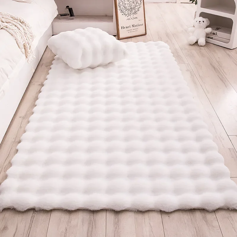 Faux Rabbit Carpet for Bedroom Living Room Furry Washable Carpet Furry Soft Christmas Decoration Luxury Sofa Cushions