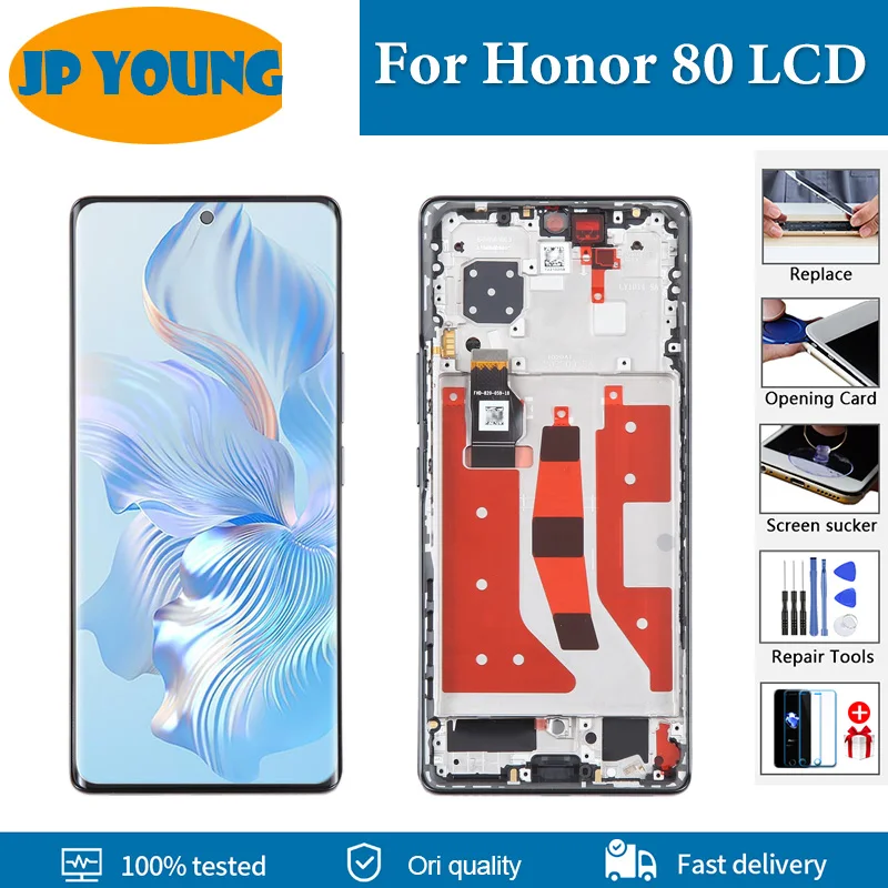 Originale Oled 6.67 "Per Honor 80 Display Lcd Touch Panel Digitizer Per Huawei Honor 80 Lcd Ann-An00 Display Frame Assembly