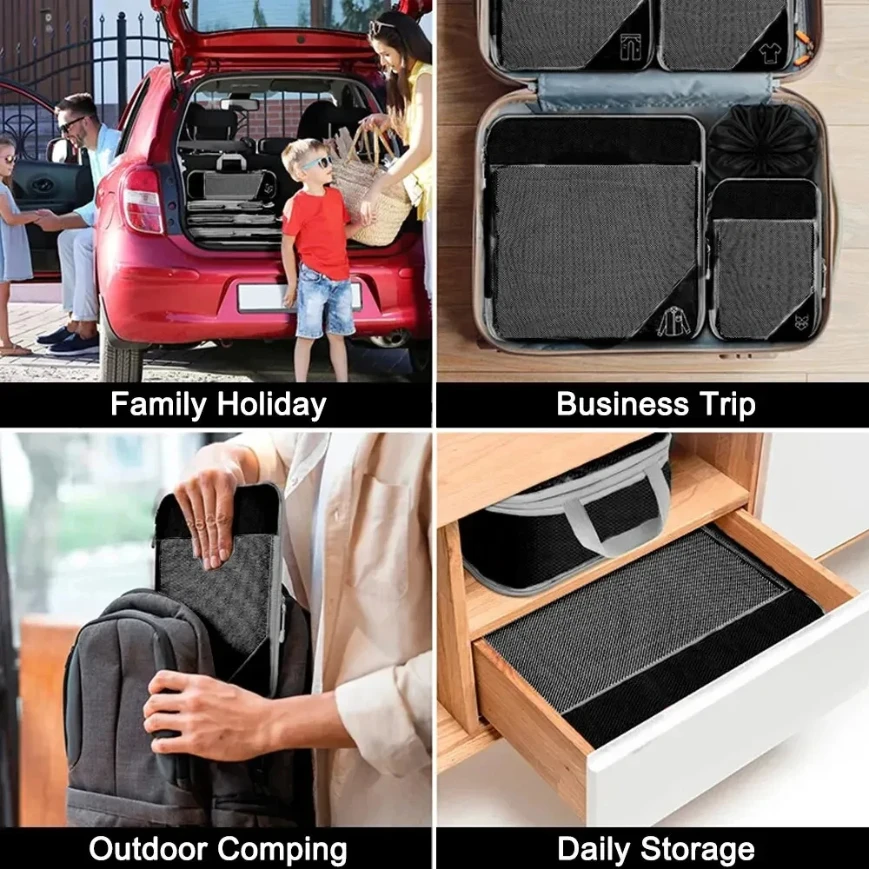 Generic 6 Pièces Sac De Rangement De Voyage Cubes D'emballage Compressibles Organisateur De Bagages Pliable Sac à Main Etanche - Prix pas cher | CI Generic 6 Pièces Sac De Rangement De Voyage Cubes D'emballage Compressibles Organisateur De Bagages Pliable Sac à Main Etanche - Prix pas cher | CI
