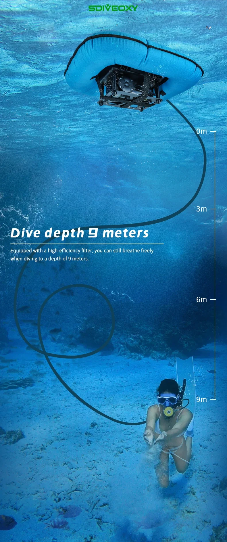 2024 New Portable Electric Scuba Diving Ventilator Artificial Gill Equipment Div