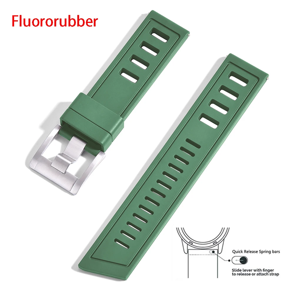 Enhanced Fluororubber Quick Release Waterproof Watch Strap