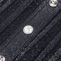 High Quality Fashionable Elastic Bright Silk Knitted Round Neck 7-inch Sleeve Single Row Button Lace Slim Fit Women's Dress - Image 4