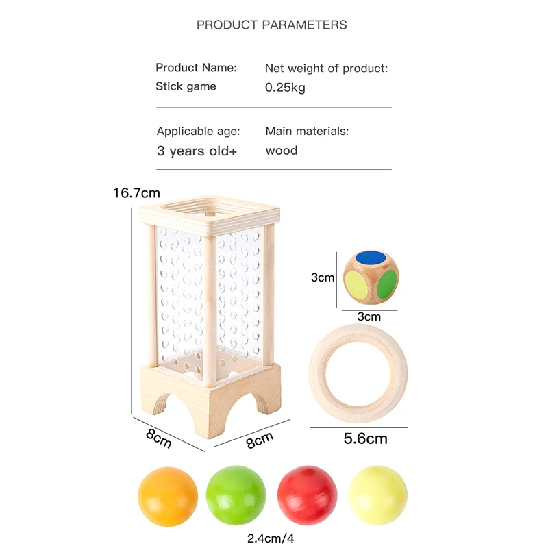 Montessori Game Wooden Board Game,30 Colorful Wooden Sticks Dice Game Math Educational Toy,Fine Motor Skills & Counting Toy