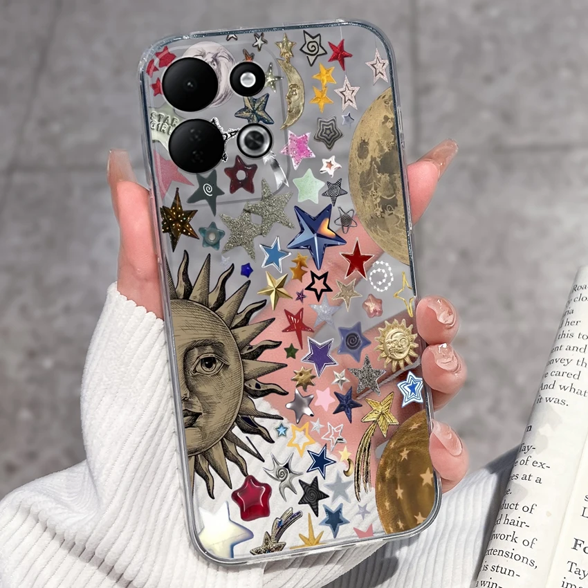 Sleeping Beauty Pattern Black Clear TPU Shockproof Phone Case - Lightweight Shell