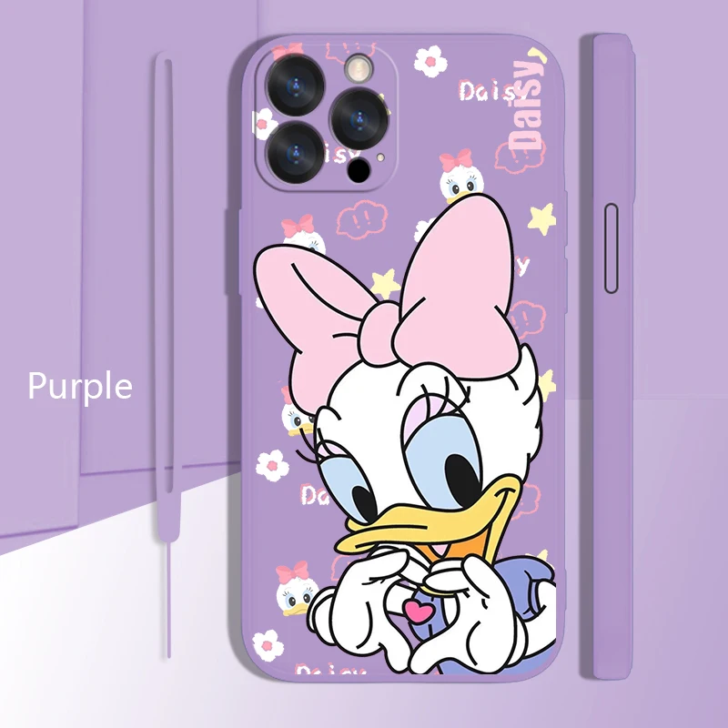 

Donald Duck Love Days Phone Case For Apple iPhone 14 13 12 Mini 11 Pro XS MAX XR X 8 7 6S Plus Liquid Rope Candy Shell Fundas