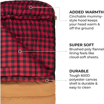 0 Degree Sleeping Bag. Warm and Comfortable Camping Sleeping Bag, Tough Canvas Shell for Camping 4