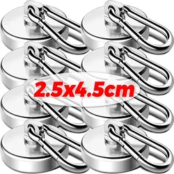 Magnetic Swivel Carabiner Hooks for Versatile Hanging - Black and Silver Set (Silver)