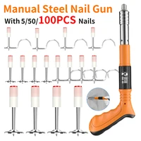 High-pressure Nail Gun Manual Steel Nail Gun Home DIY Manual Mini Steel Nail Rivet Tool Adjustable Strength With 5-100pcs Nails 1