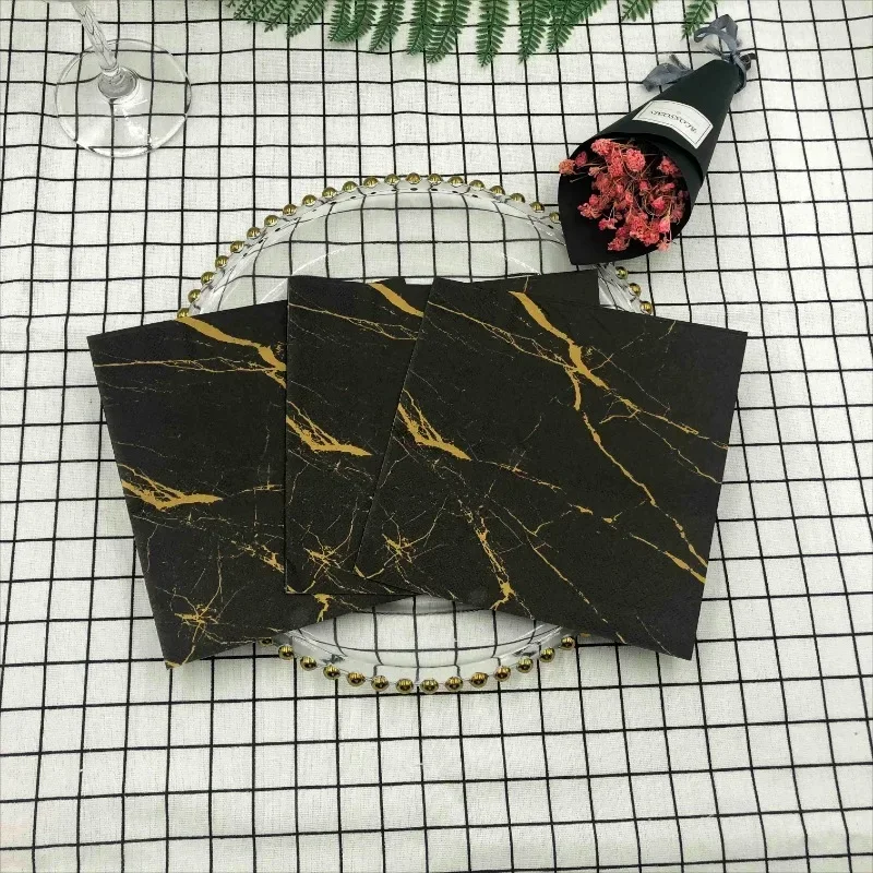 20pcs/Pac 33*33cm 2-Ply Printed Napkins Black Marble Printed Paper Napkins Home Party Placemats Butterfly Bart paper napkins disposable paper placemats