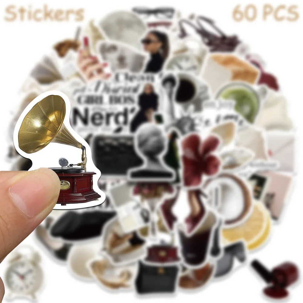 60pcs 클린 걸 오피스 레이디 스티커 데칼 노트북 스크랩북 스케이트 보드 헬멧 기타 DIY 미적 방수 스티커