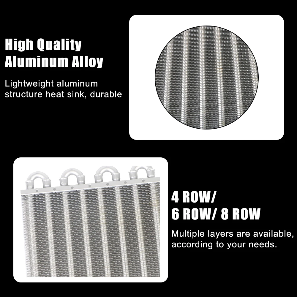 Aluminum Radiator Kit Oil Cooler Kit Auto-manual Rear-Differential Cooling System Transmission Radiator Engine Oil Cooler 4/6/8 Row Car Condenser
