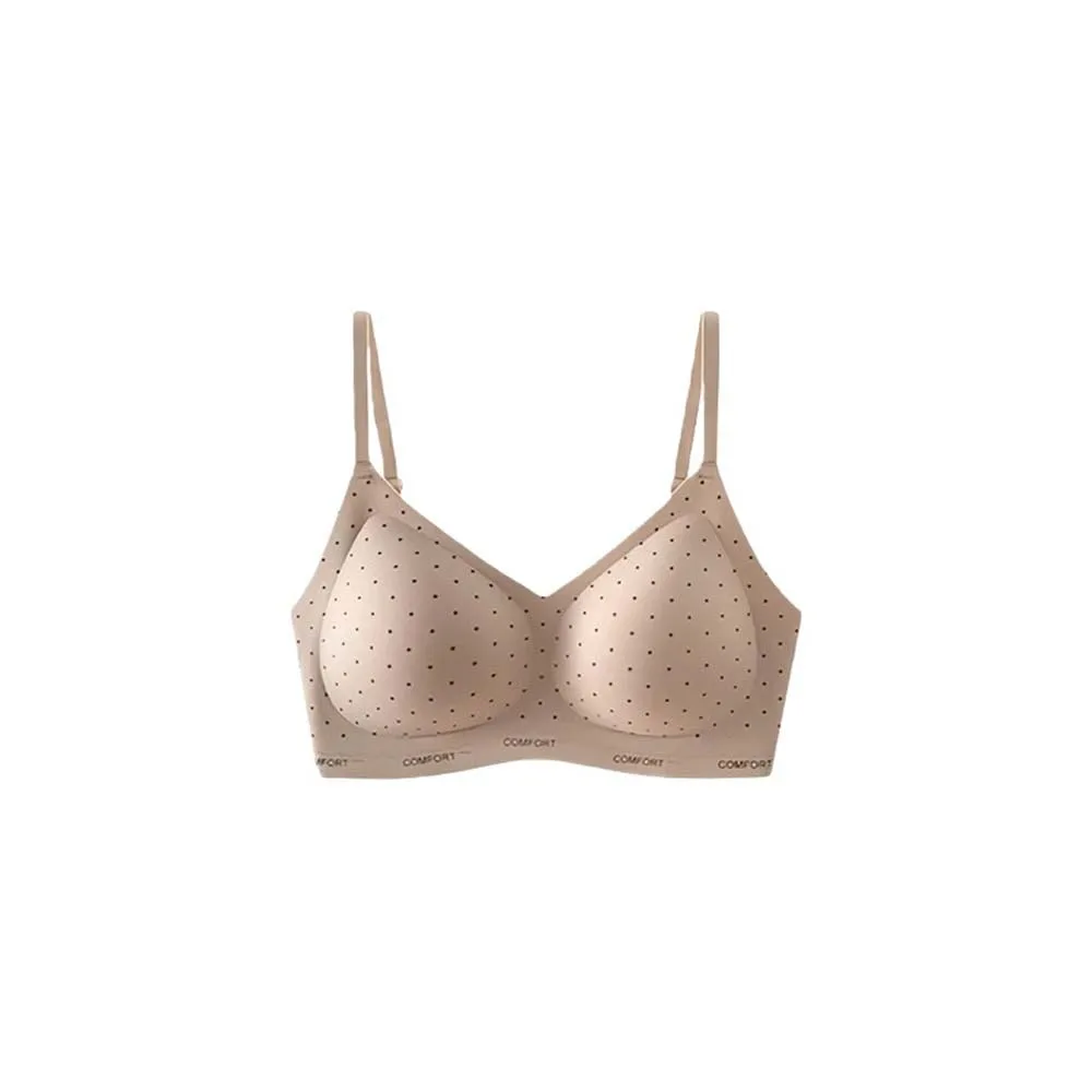 Traceless Leopard Print Wireless Bra Brown Deep V Bra Bow Grid Pattern ...