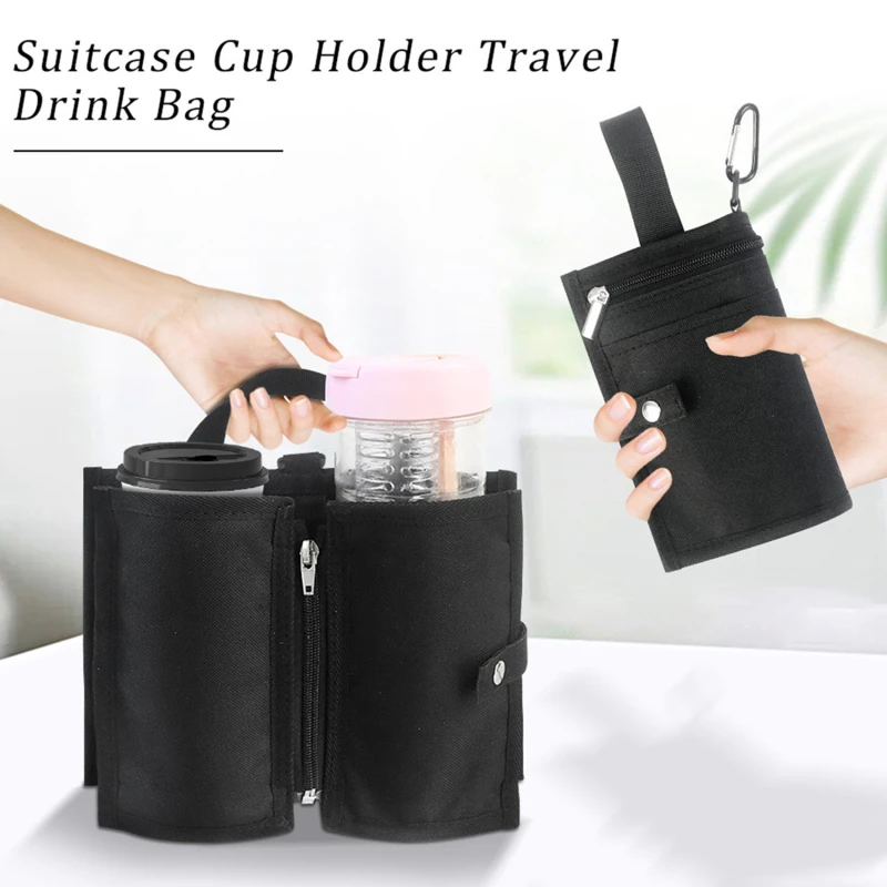 LuggageTravelCupHolderFreeHandDrinkCarrierHoldsTwoCoffeeMugs