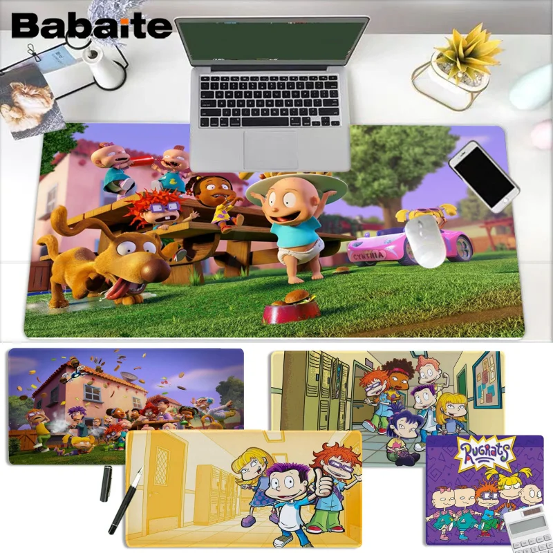 

Cartoon-R-Rugrat-Anime Mousepad girl pad Keyboards Mat Rubber Gaming Desk Mat Size for large Edge Locking Game Keyboard Pad