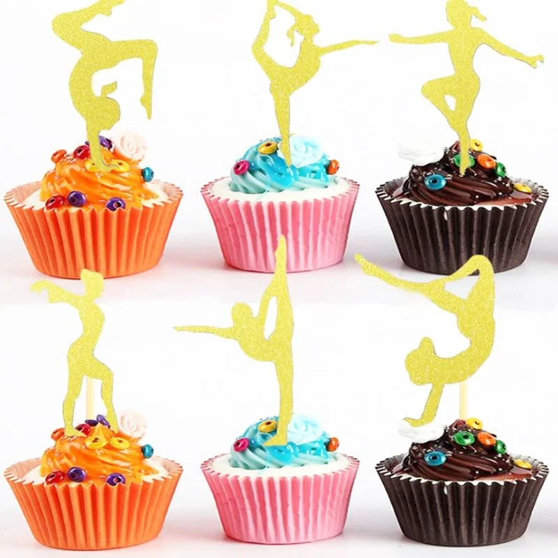 24 Piezas De Decoración Para Cupcakes De Oso De Bebé, Purpurina Dorada