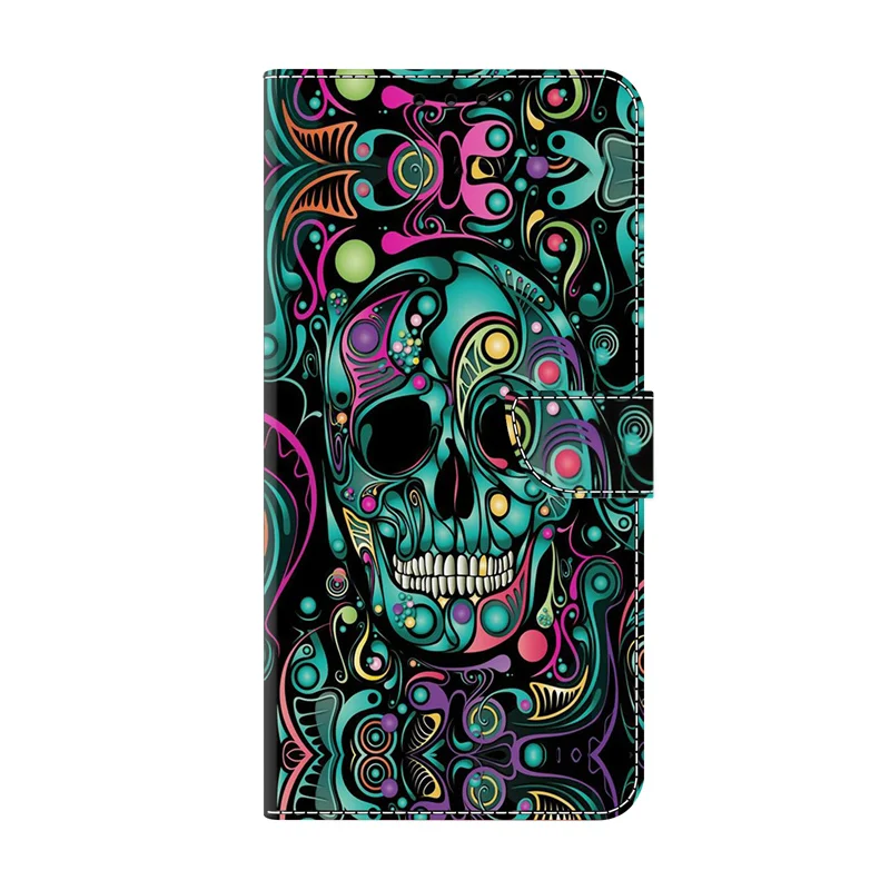 3D Flower Painted Leather Wallet Phone Case with Card Slot