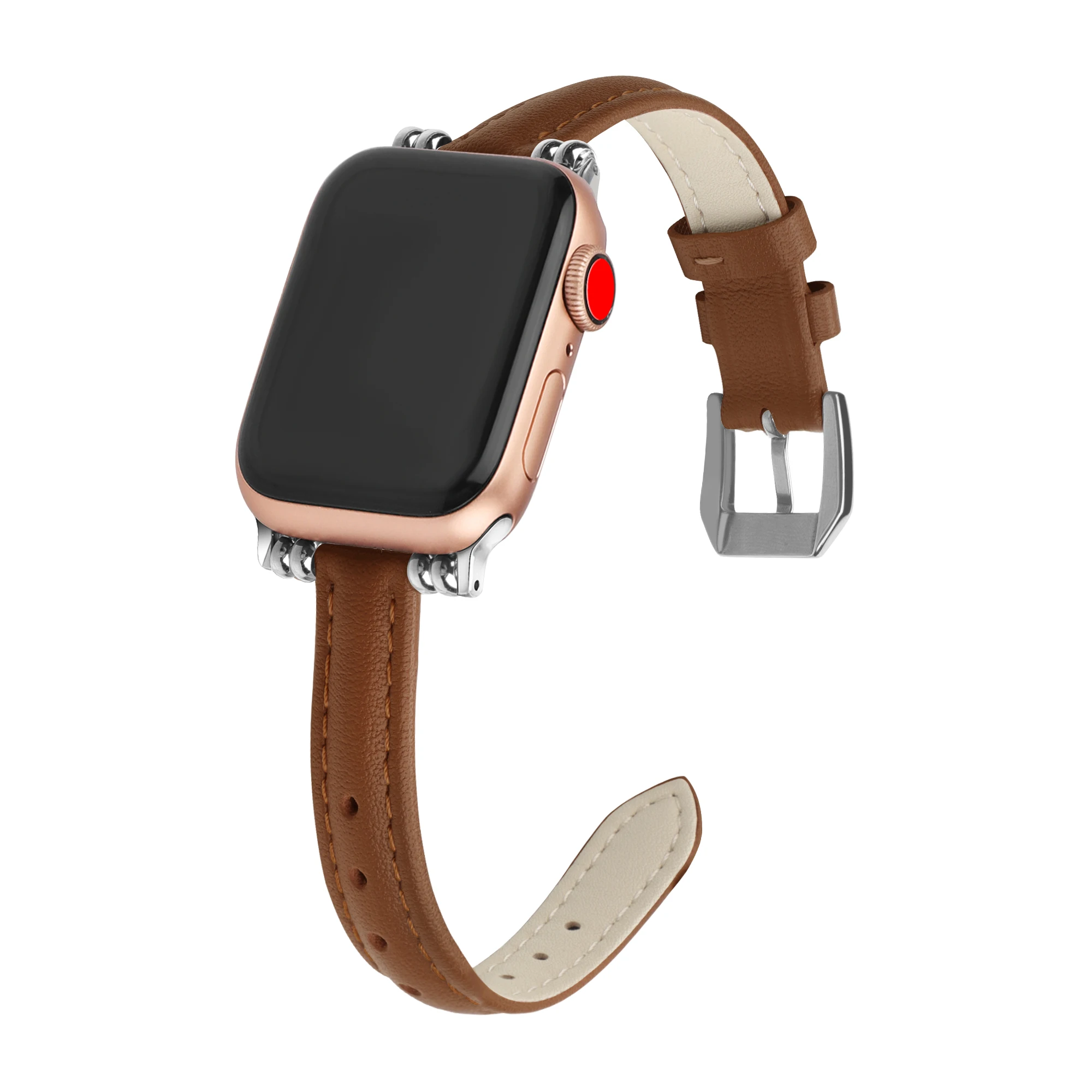 

Compatible with Apple Watch Band 40mm 45mm 42mm 49mm for iWatch SE Top Leather Slim Strap Wristband Series Ultra 8 7 6 5 4 3 21