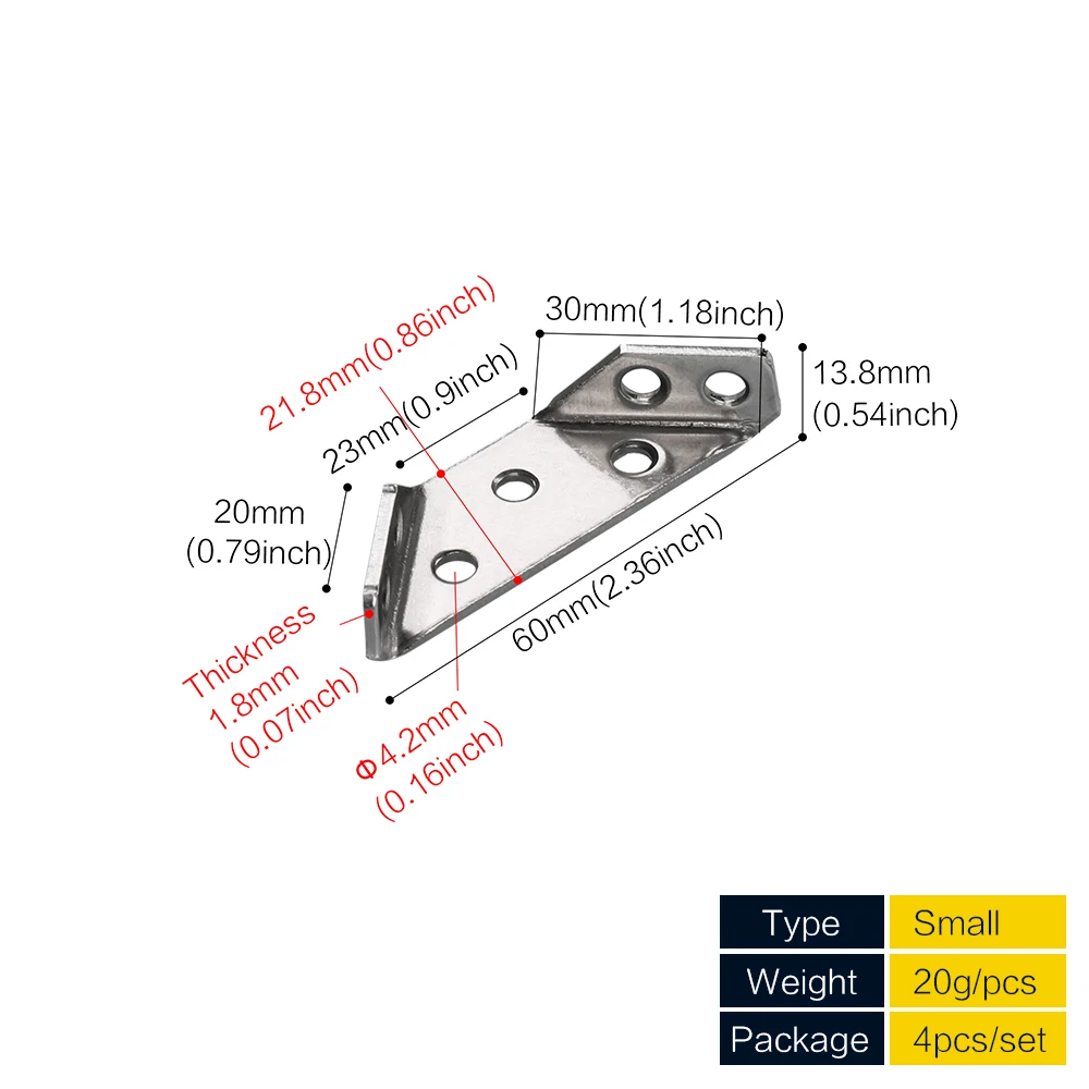 Trapeziform Angle Brackets 1-4 Pcs Stainless Steel Triangle Shelf Support