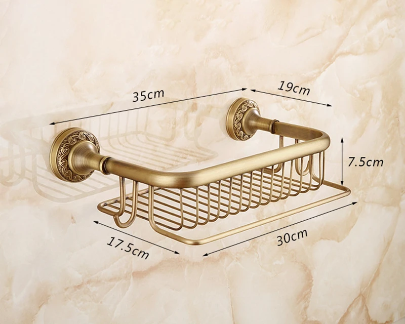 Description Picture 2 of itemAntique Bronze Brass Wall Mounted Bathroom Soap Basket Bathroom Shower Shelf Shampoo Holder Shelves Storage Shelf Rack