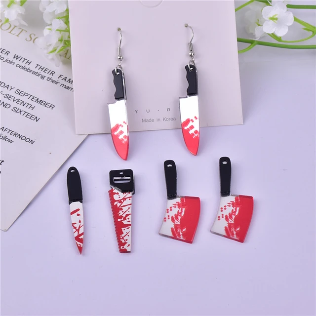 10pcs two-sided Acrylic Gothic Bloody Knife Scissors dagger Charms for  Earring Bracelet DIY Jewelry Making - AliExpress