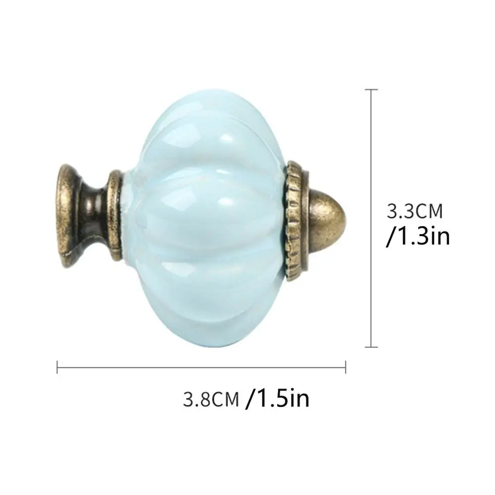Single Hole Ceramic Pumpkin Handle Round Vintage Cabinet Knob European Style Drawer Knobs Kitchen Retro