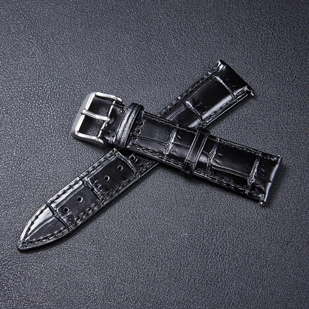 Top Layer Cowhide Strap 18mm 19mm 20mm 21mm 22mm Bright Genuine Leather Watchband Soft Waterproof Wristband Accessories