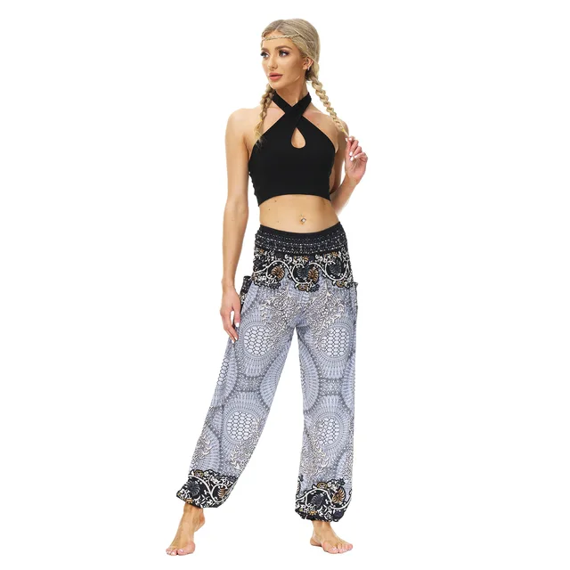 Women's Printed Wear Casual Bloomers Breathable Sports Dance Pants gym accessories women  yoga leggings high waist YCI195