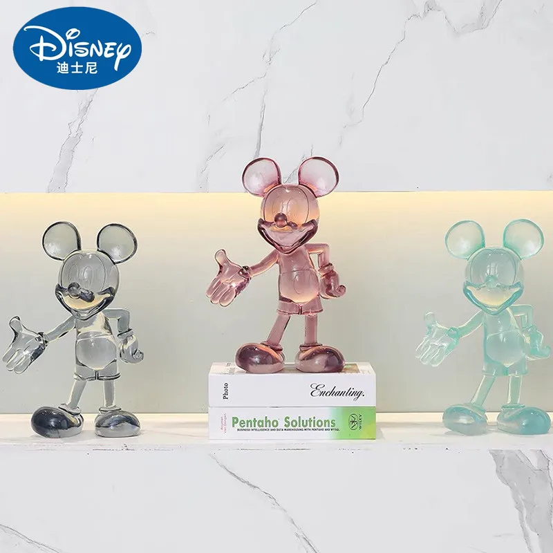 

Disney Mickey Mouse Anime Figure Cartoon Clear Crystal Statue Beckon Cute Resin Sculpture Trendy Home Decor Toys Ornament Gift