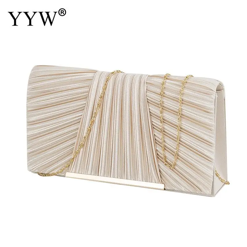 Luxury Women'S Pleated Sequin Evening Clutch Bag Bride Handbag Wedding Purse Chain Crossbody Bag For Banquet Party Dinner Bag